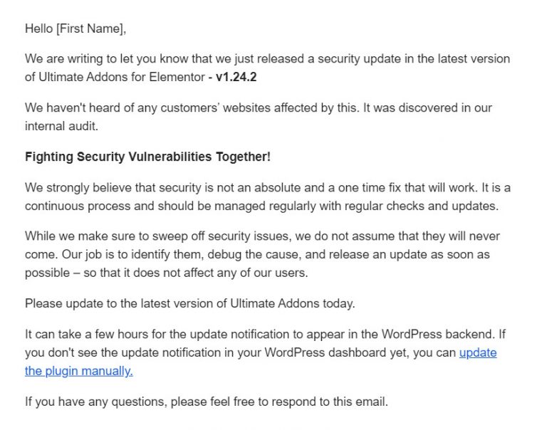 Security Update Email - UAE