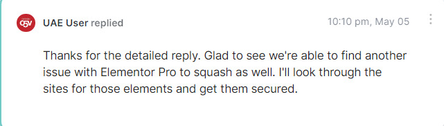 User response to quick support