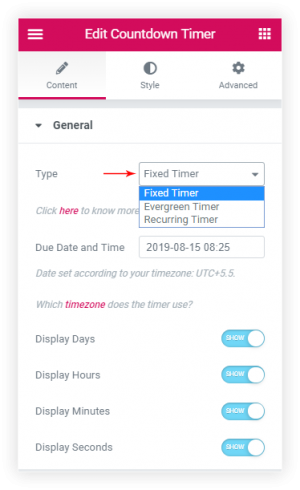 uae-count-down-timer-types count down timer types ultimate elementor